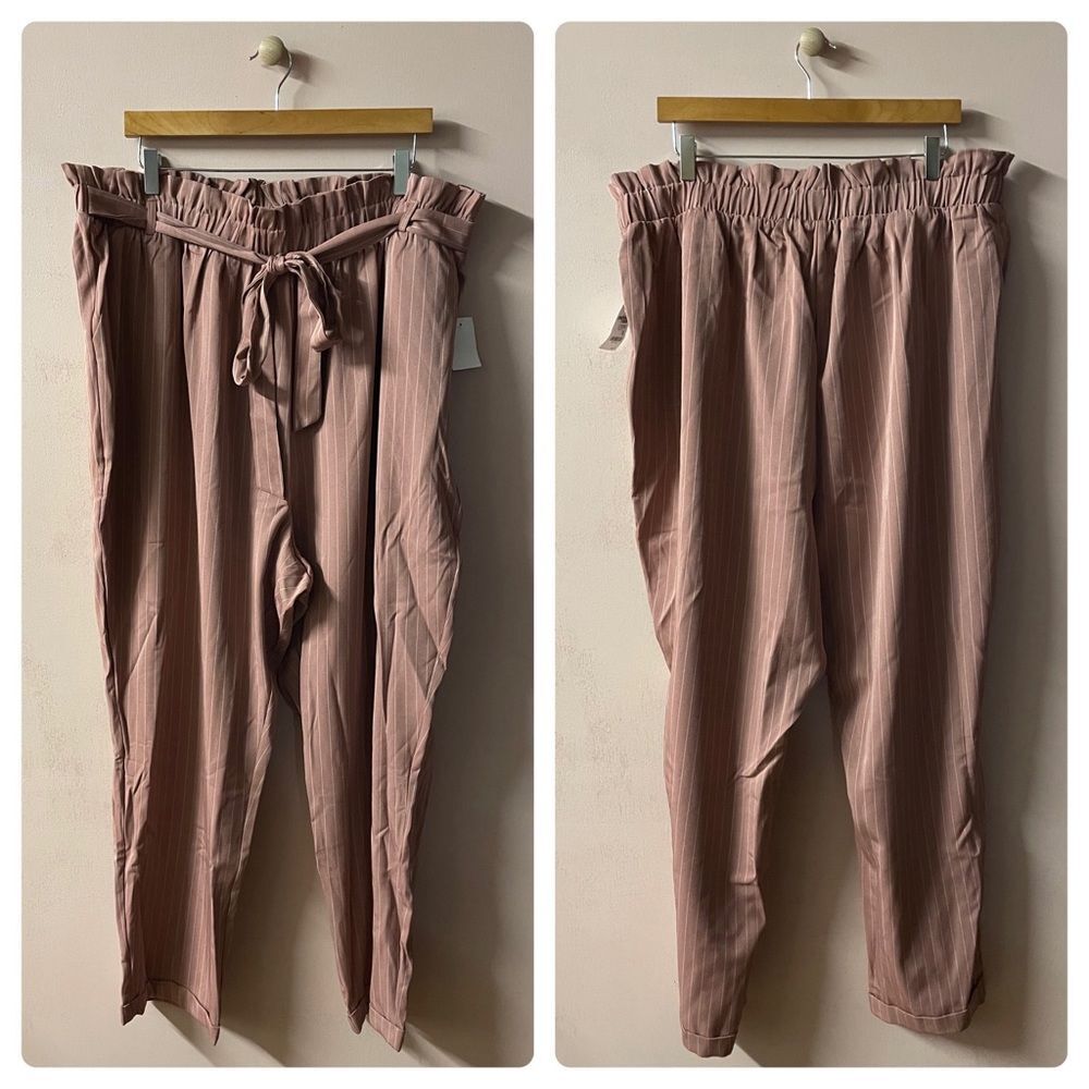 Charlotte Russe+ Pink Striped Cuffed Hem Trousers NWT Size 3X